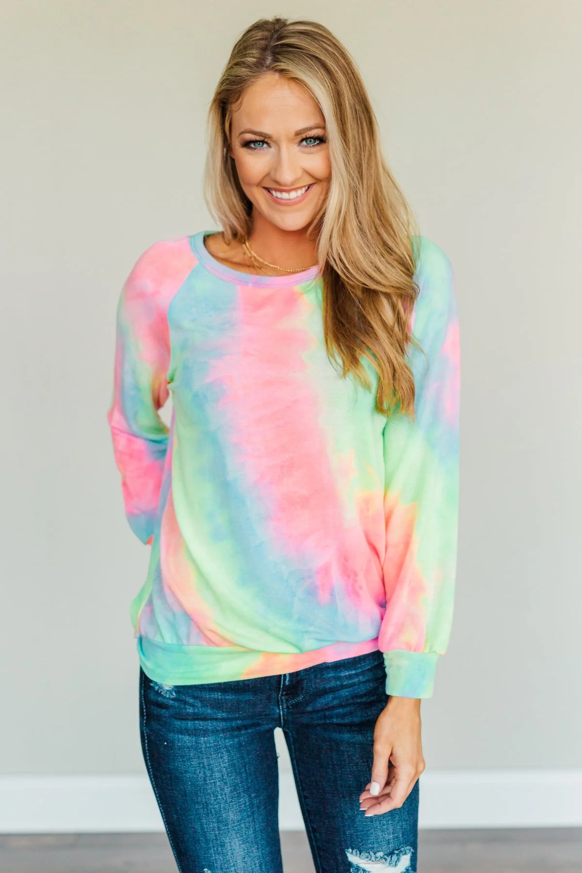 Radiant Smiles Tie-Dye Lounge Top- Rainbow - Image 3