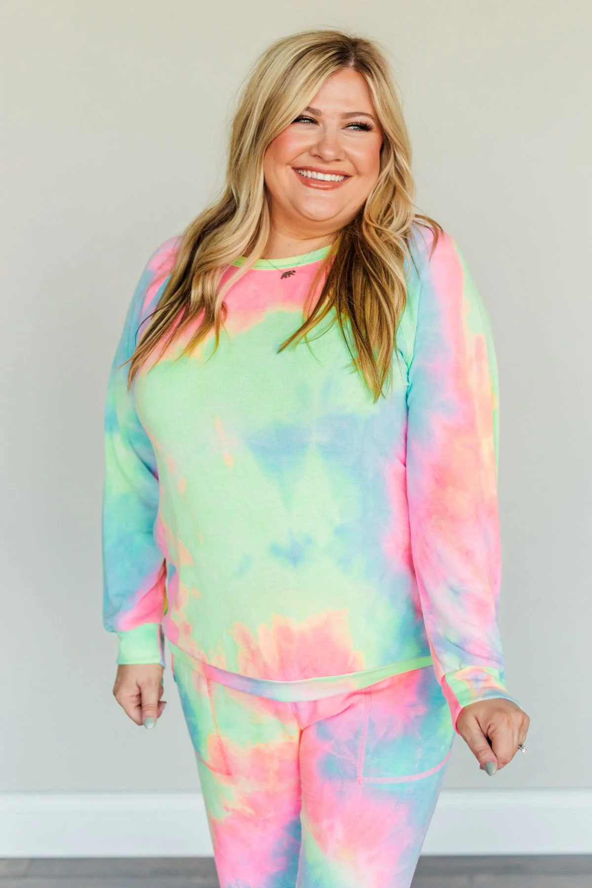 Radiant Smiles Tie-Dye Lounge Top- Rainbow - Image 4