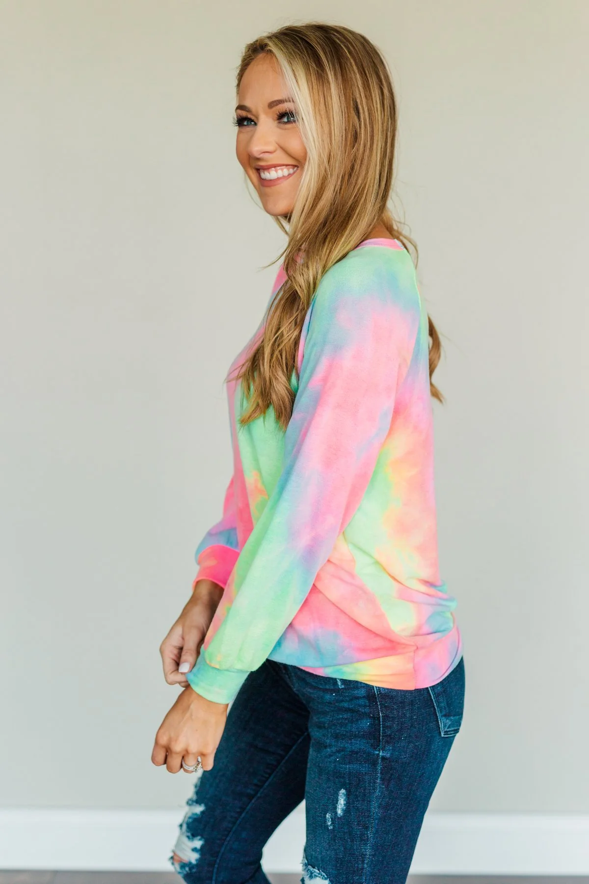 Radiant Smiles Tie-Dye Lounge Top- Rainbow - Image 5