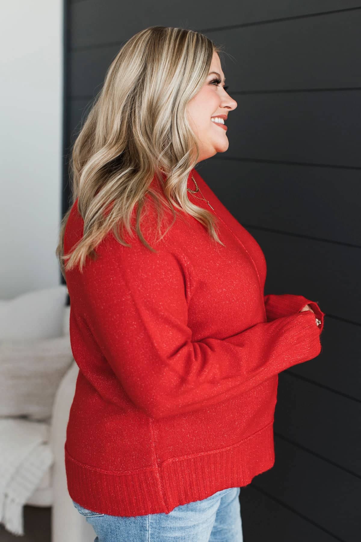 Radiating Kindness Knit Sweater- Red - Image 5