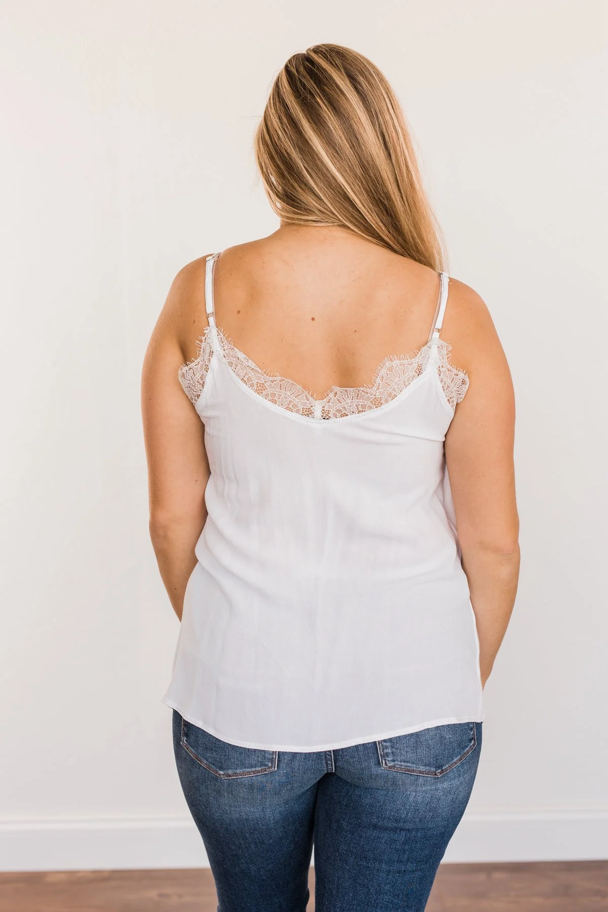 Raise Your Spirits Lace Trimmed Tank Top- Off-White - Image 9