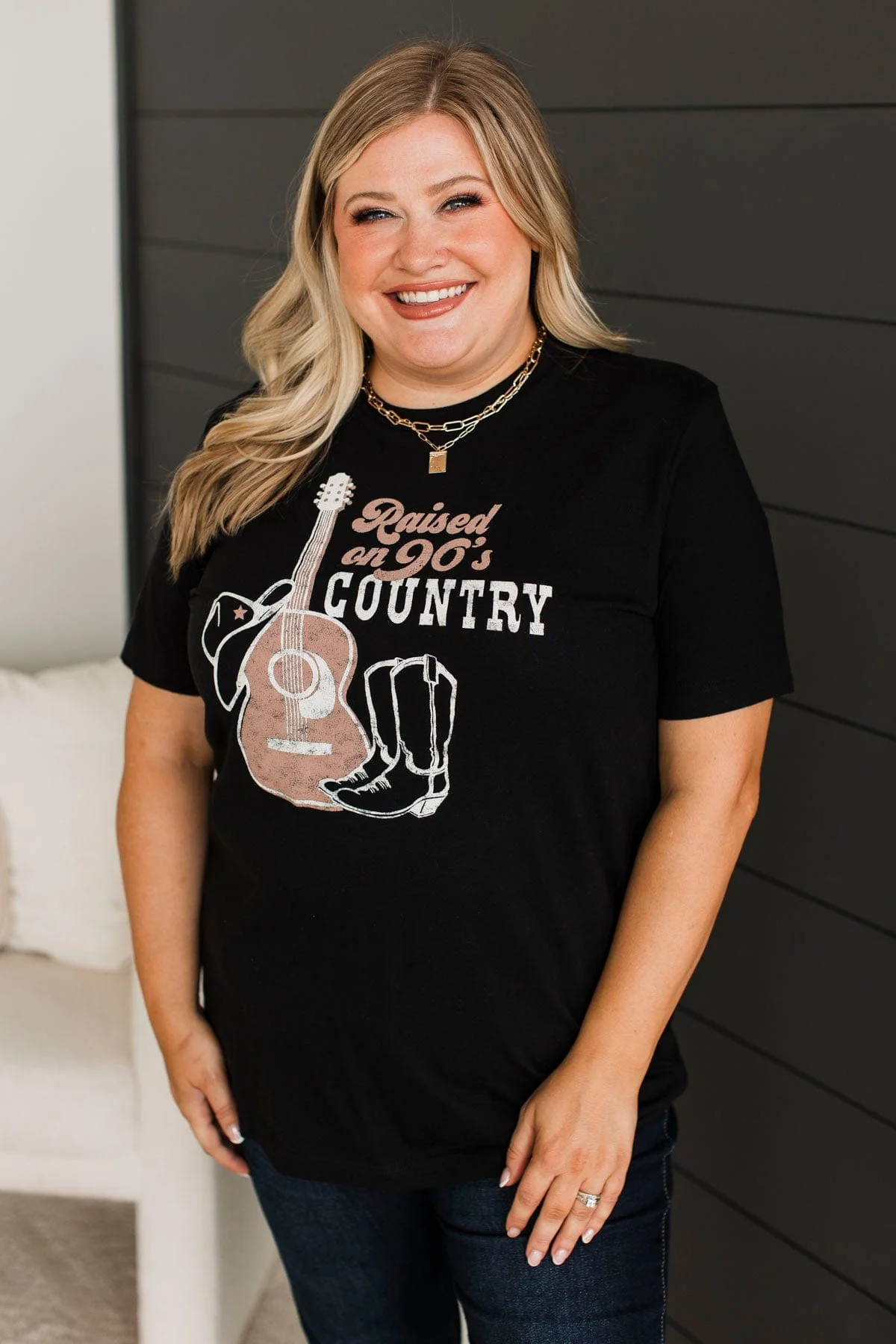 "Raised On 90's Country" Graphic Tee- Black