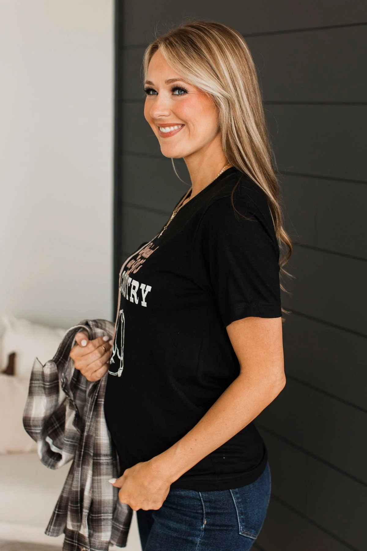 "Raised On 90's Country" Graphic Tee- Black - Image 6