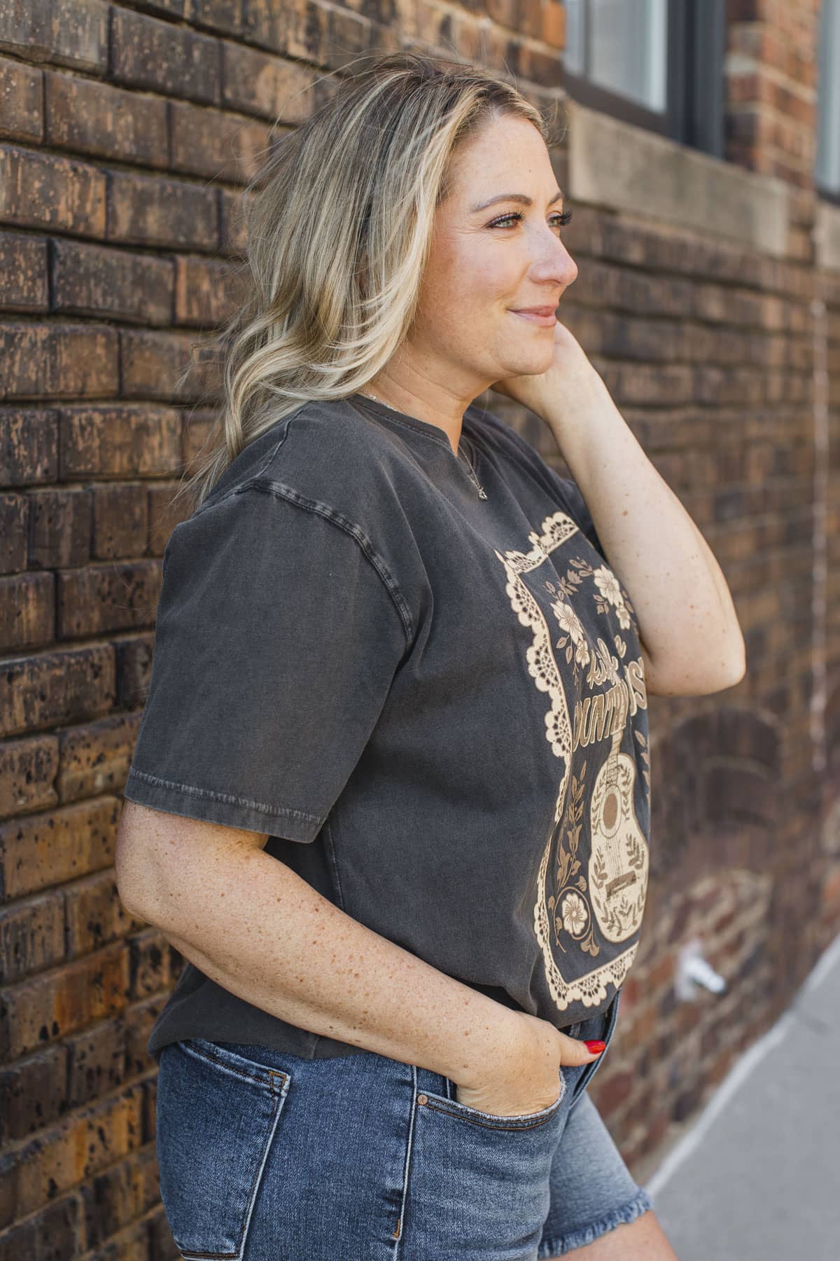 "Raised on Country Music" Graphic Tee- Charcoal - Image 7