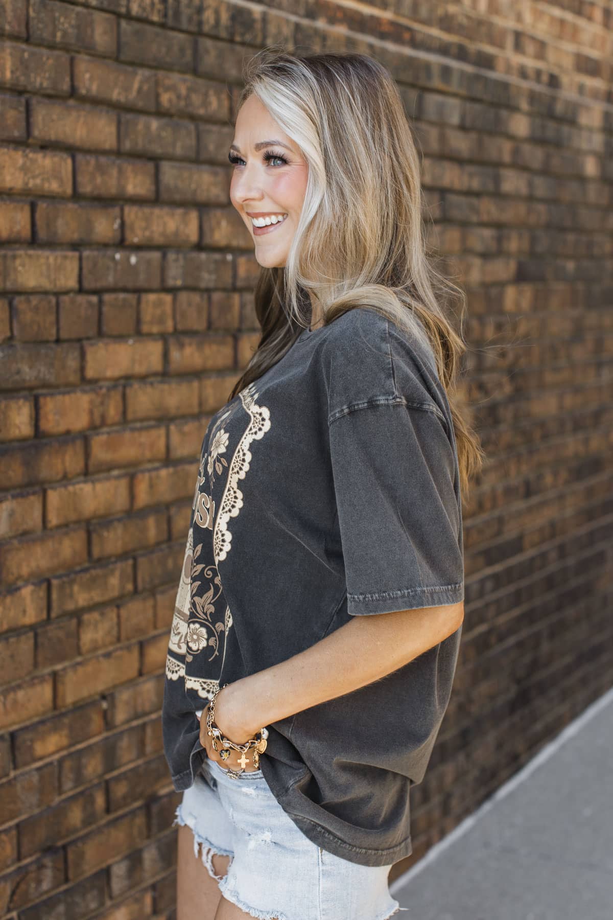 "Raised on Country Music" Graphic Tee- Charcoal - Image 8