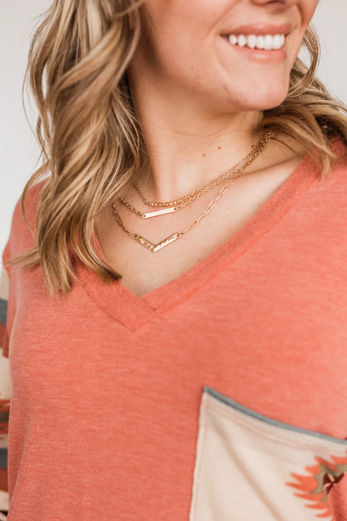Raising The Bar 3 Tier Necklace- Gold - Image 2