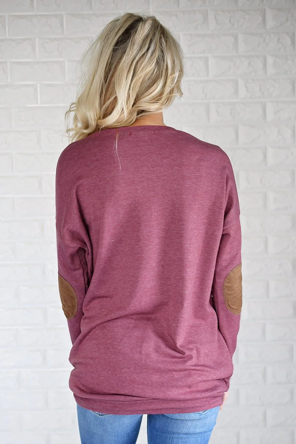 Raspberry Elbow Patch Sweater - Image 6