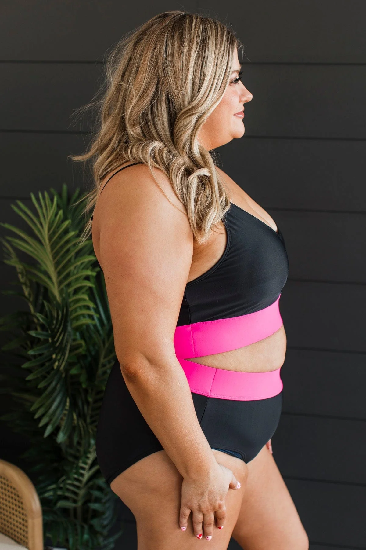 Ray Of Sunshine Swim Bottoms- Black & Neon Pink - Image 4