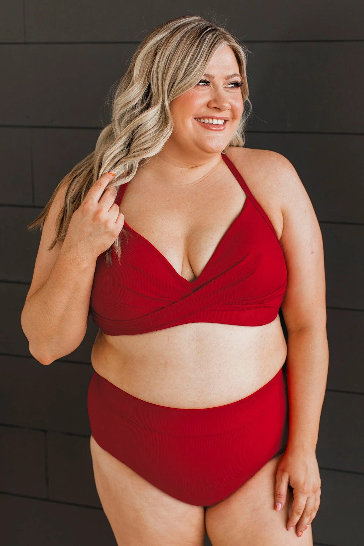 Ray Of Sunshine Swim Bottoms- Red Ribbed