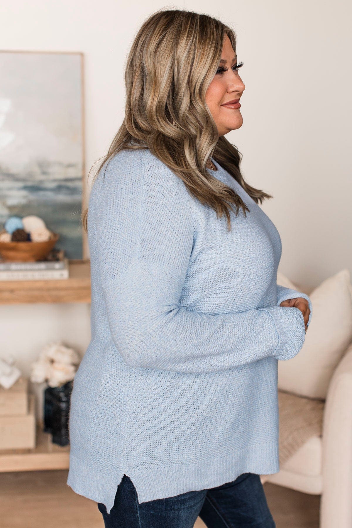 Reaching Out To You Knit Sweater- Baby Blue - Image 5