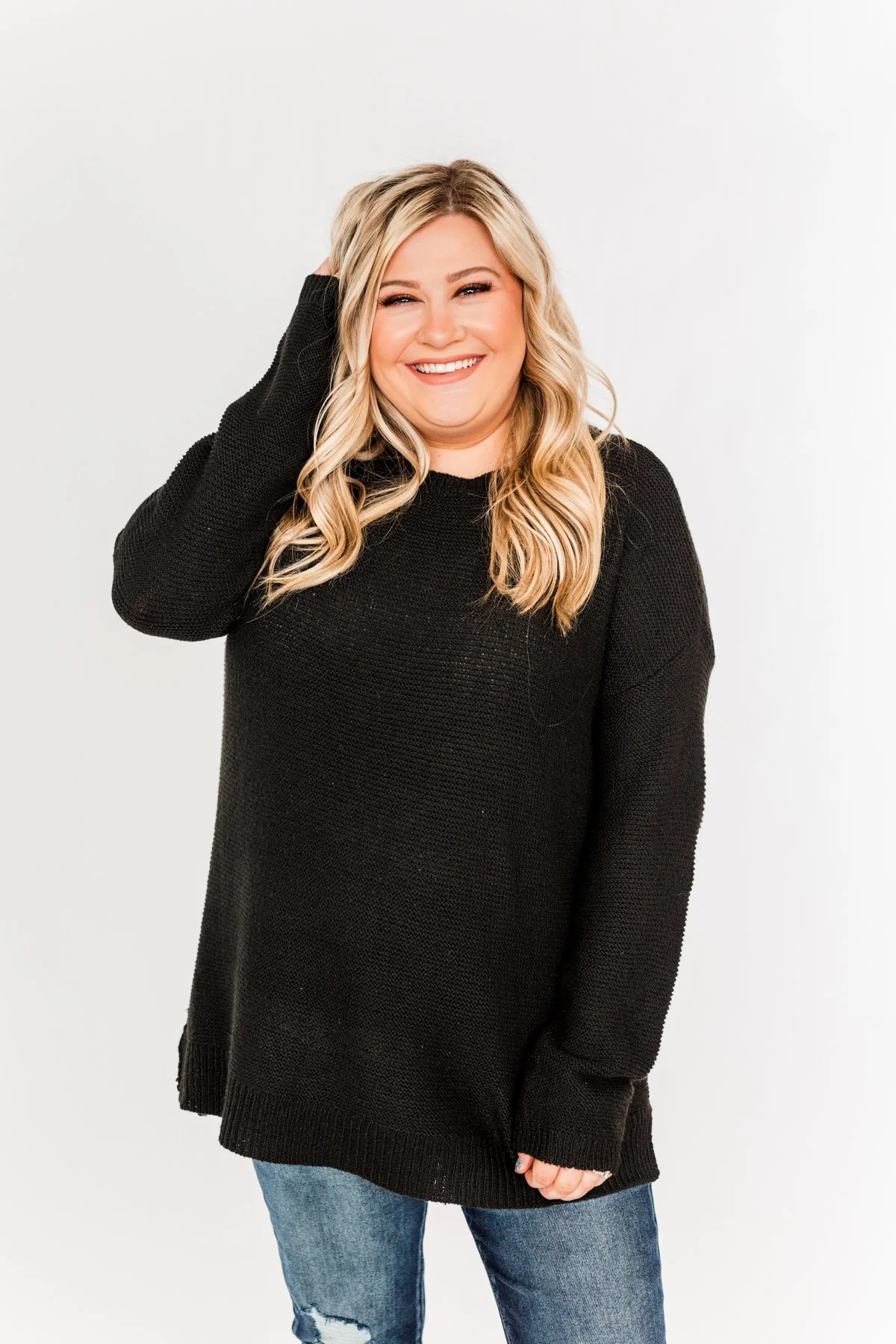 Reaching Out To You Knit Sweater- Black - Image 4