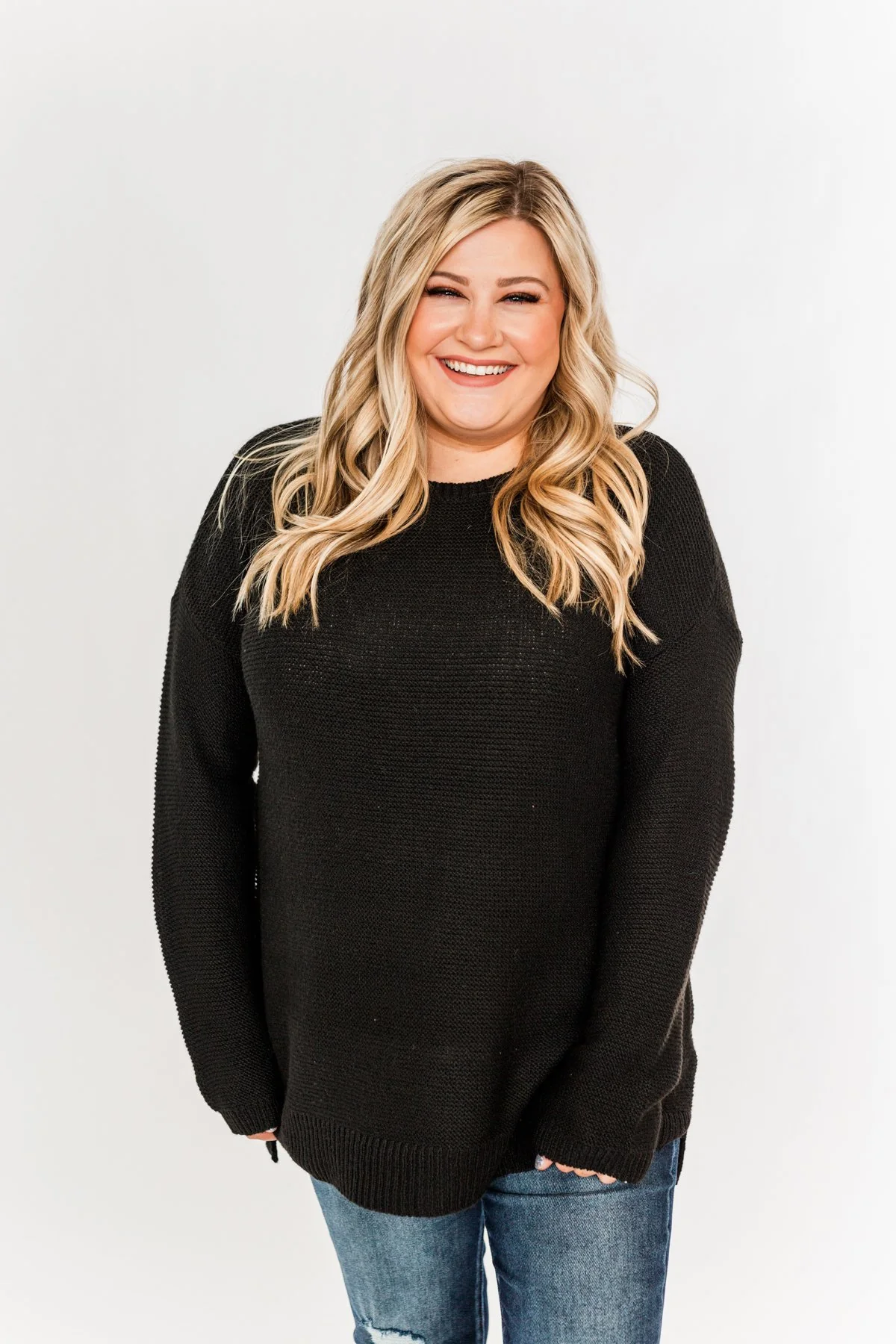 Reaching Out To You Knit Sweater- Black - Image 8
