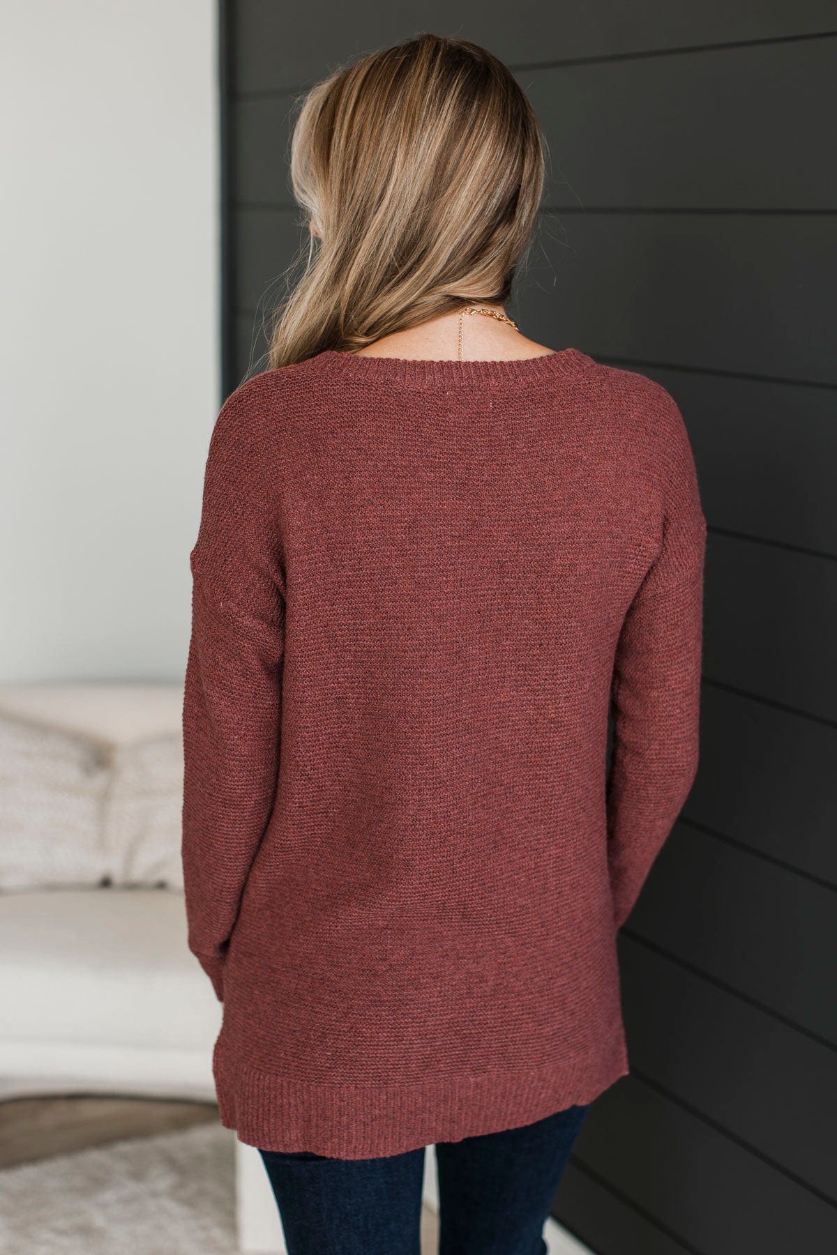 Reaching Out To You Knit Sweater- Brick - Image 9