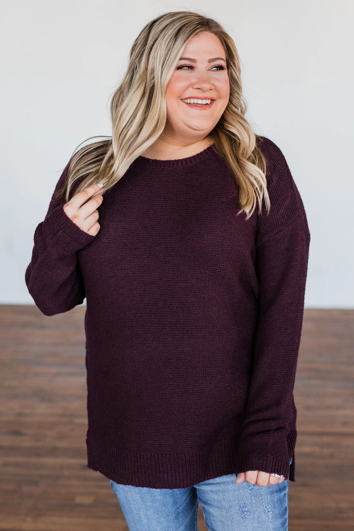 Reaching Out To You Knit Sweater- Deep Plum - Image 10