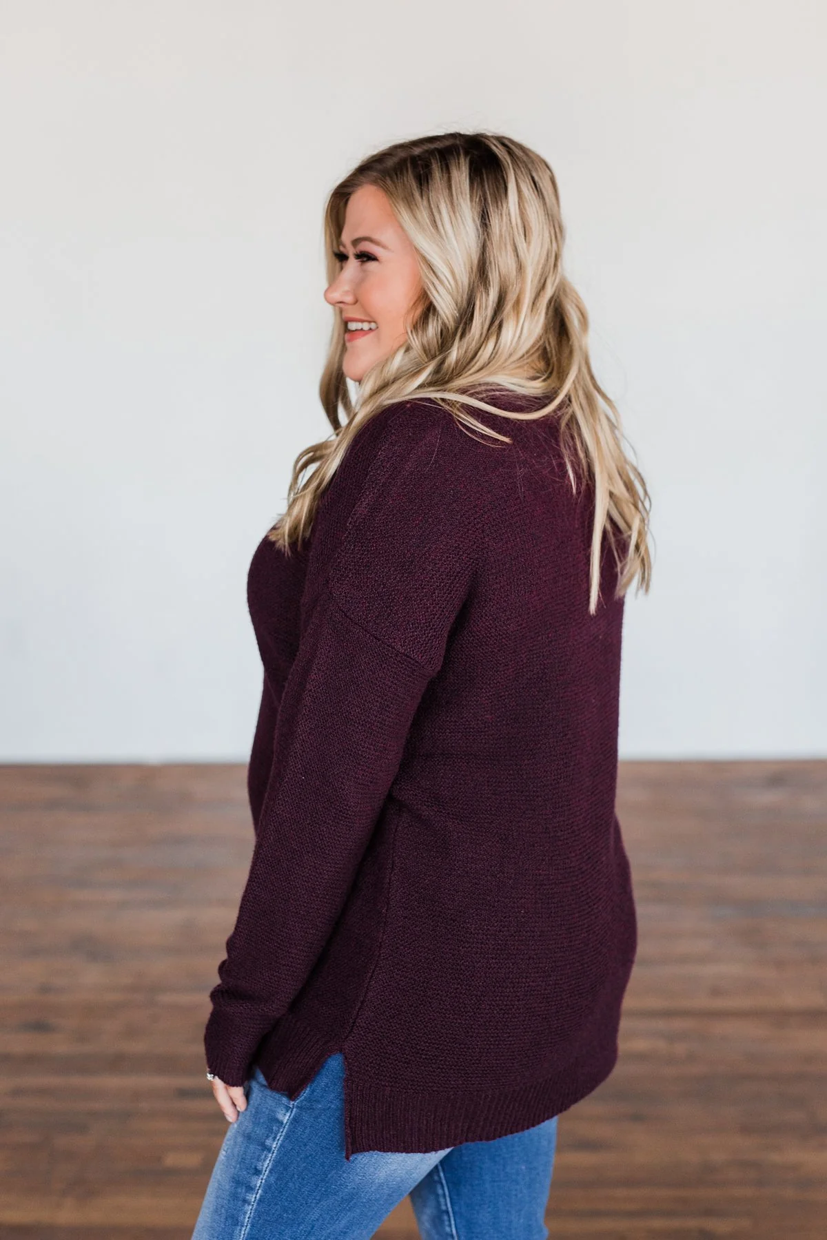 Reaching Out To You Knit Sweater- Deep Plum - Image 12