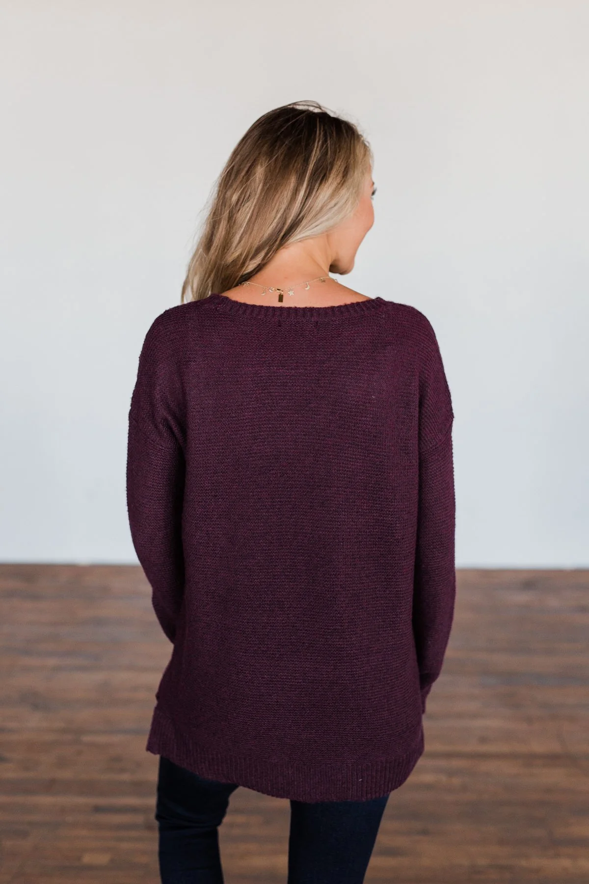 Reaching Out To You Knit Sweater- Deep Plum - Image 16