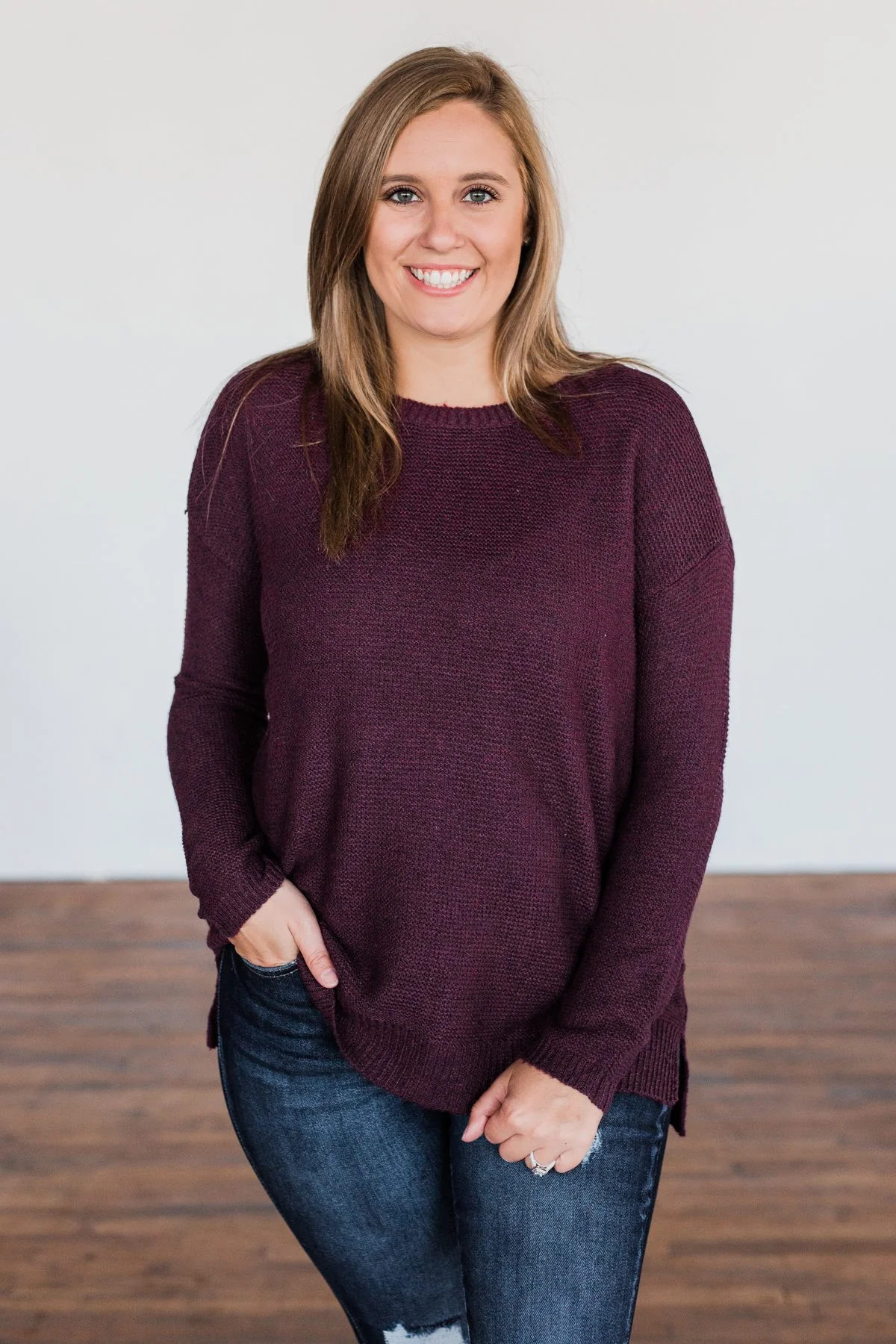 Reaching Out To You Knit Sweater- Deep Plum - Image 6