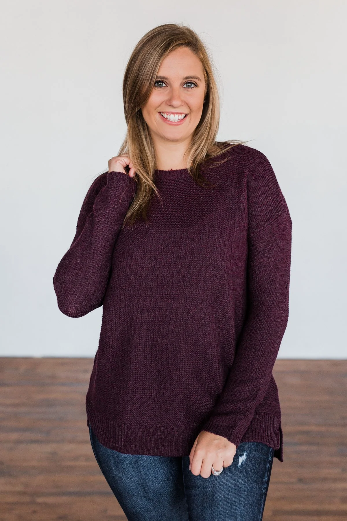 Reaching Out To You Knit Sweater- Deep Plum - Image 8