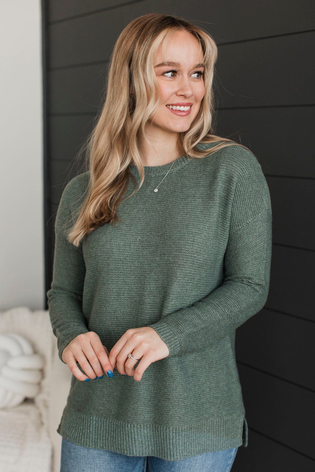 Reaching Out To You Knit Sweater- Dusty Green - Image 4