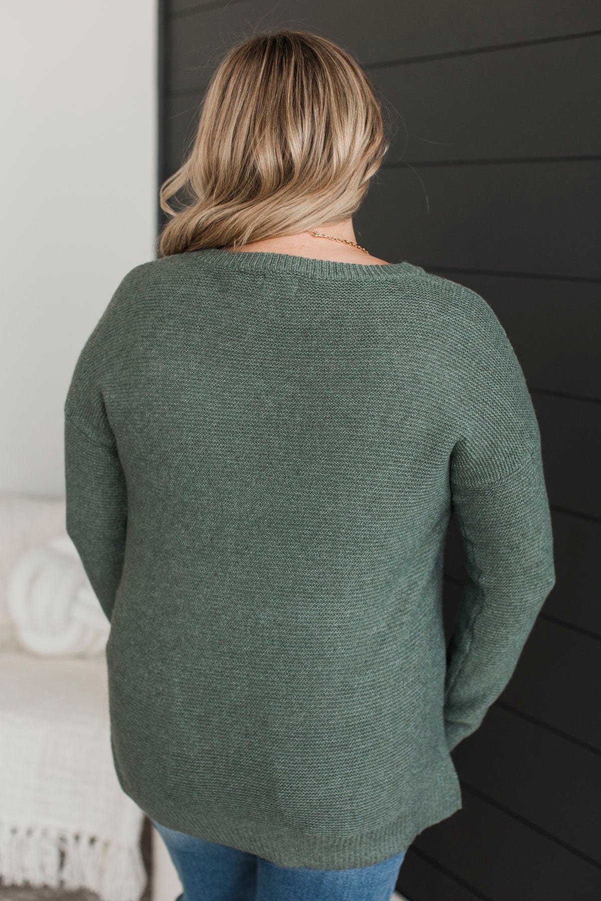 Reaching Out To You Knit Sweater- Dusty Green - Image 7