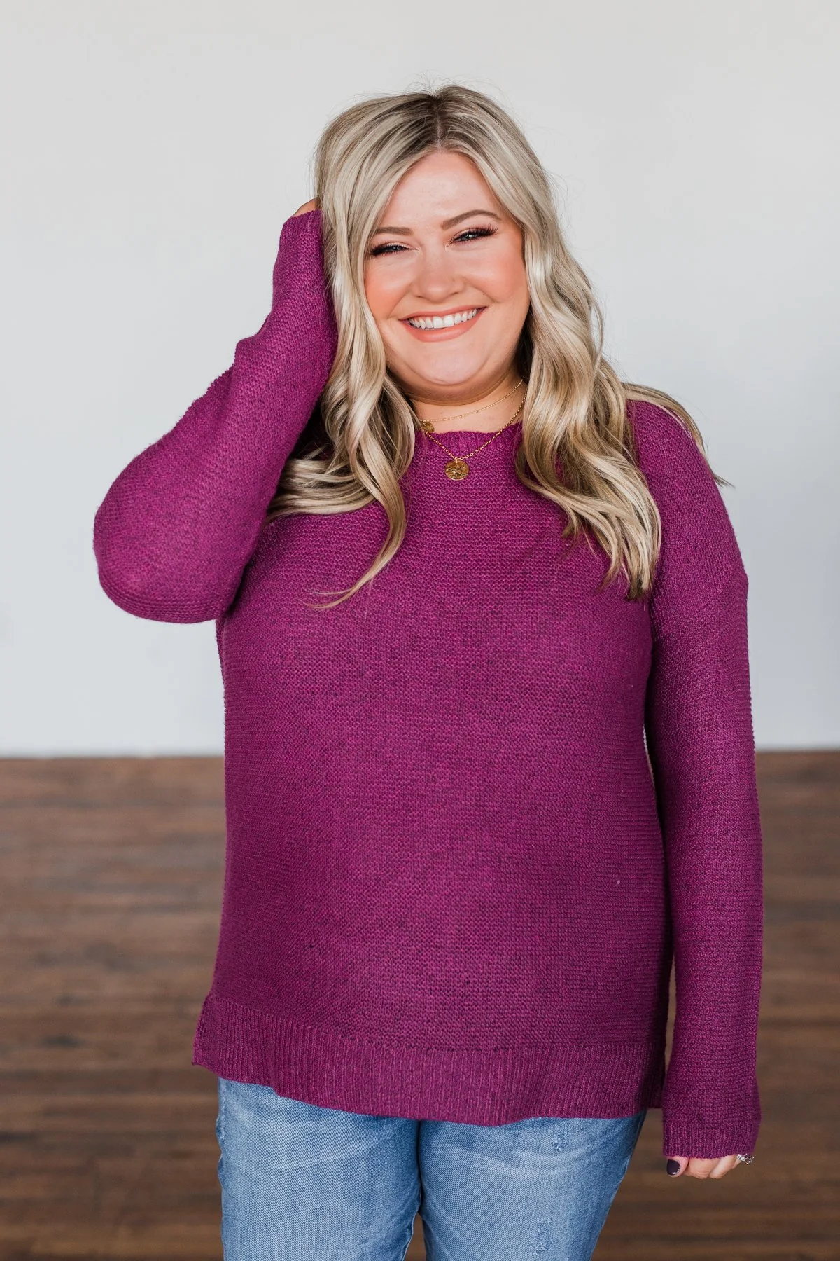 Reaching Out To You Knit Sweater- Magenta - Image 4