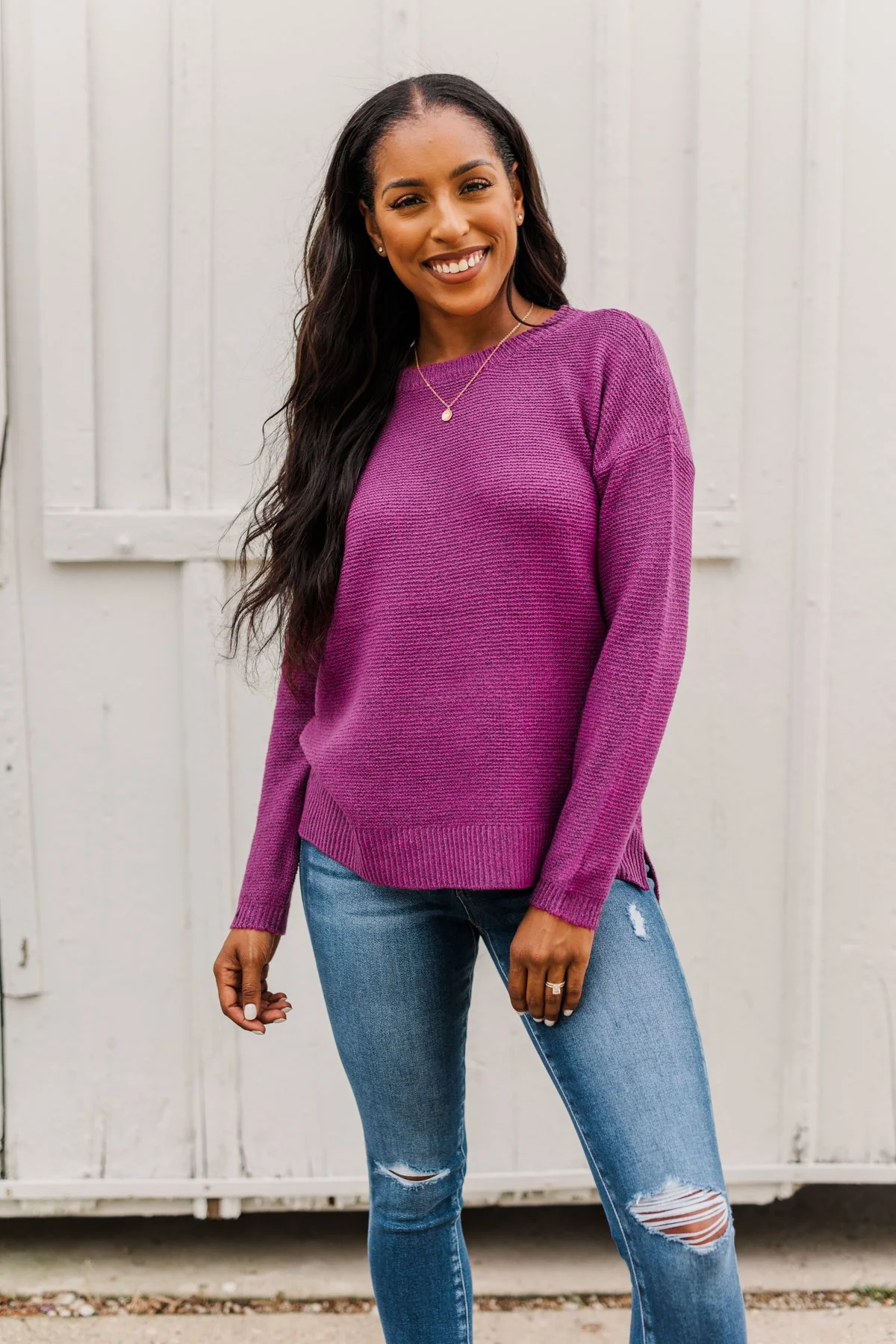 Reaching Out To You Knit Sweater- Magenta - Image 7
