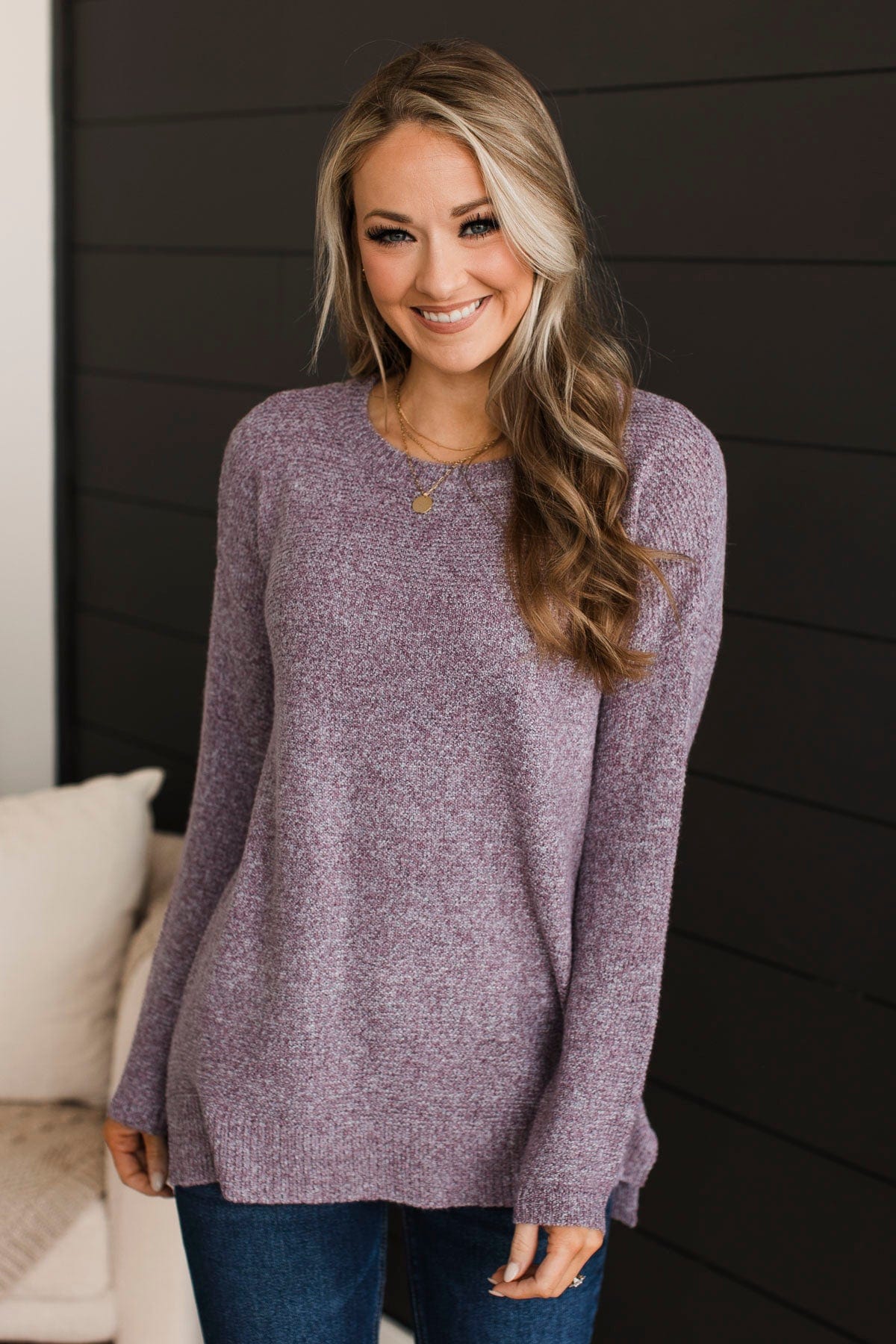 Reaching Out To You Knit Sweater- Purple - Image 3