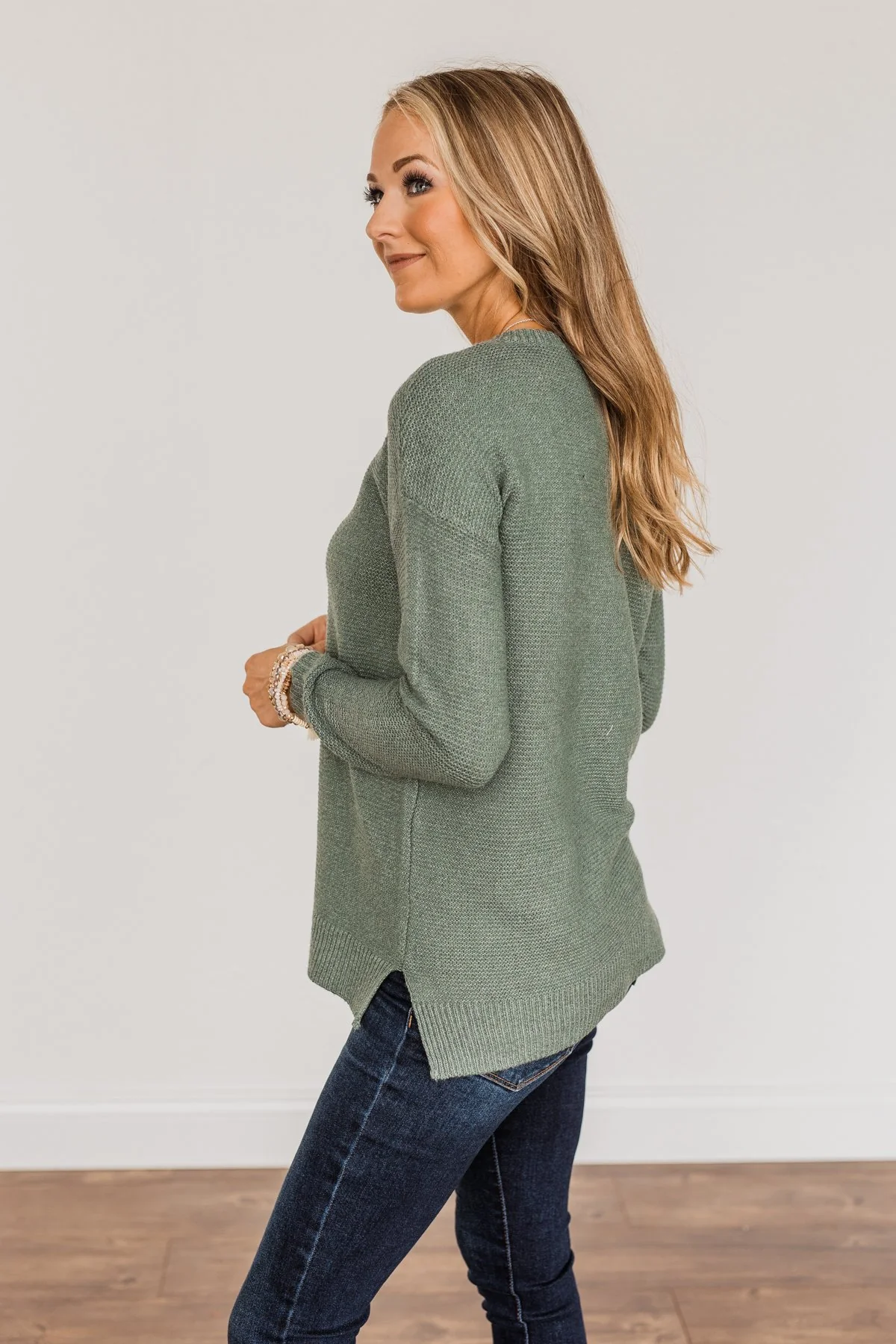 Reaching Out To You Knit Sweater- Sage - Image 11