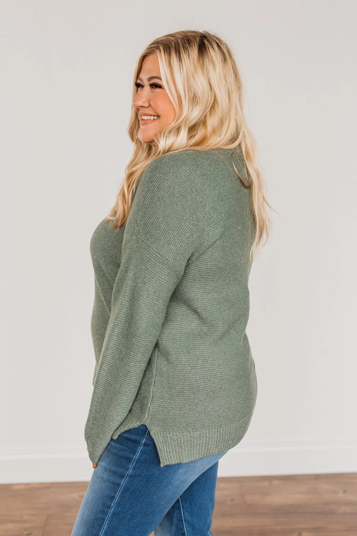 Reaching Out To You Knit Sweater- Sage - Image 12