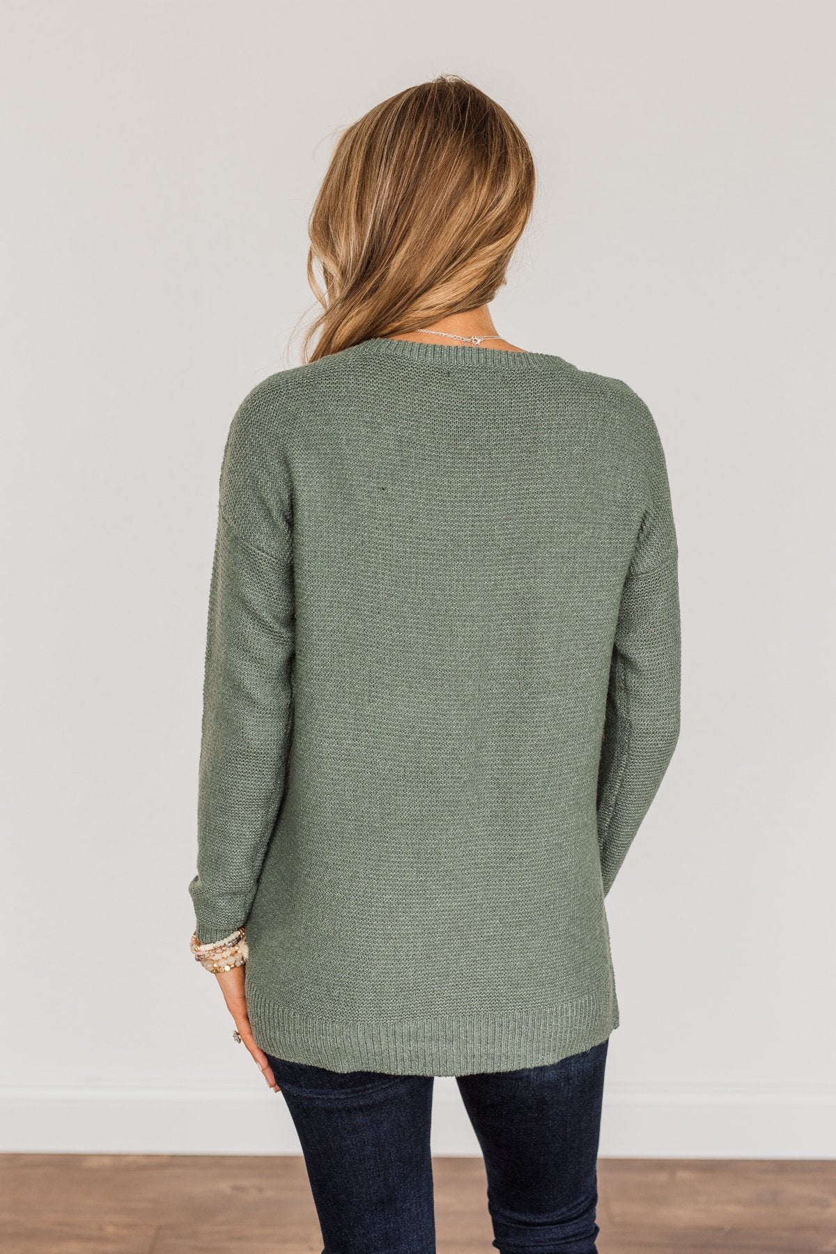 Reaching Out To You Knit Sweater- Sage - Image 13