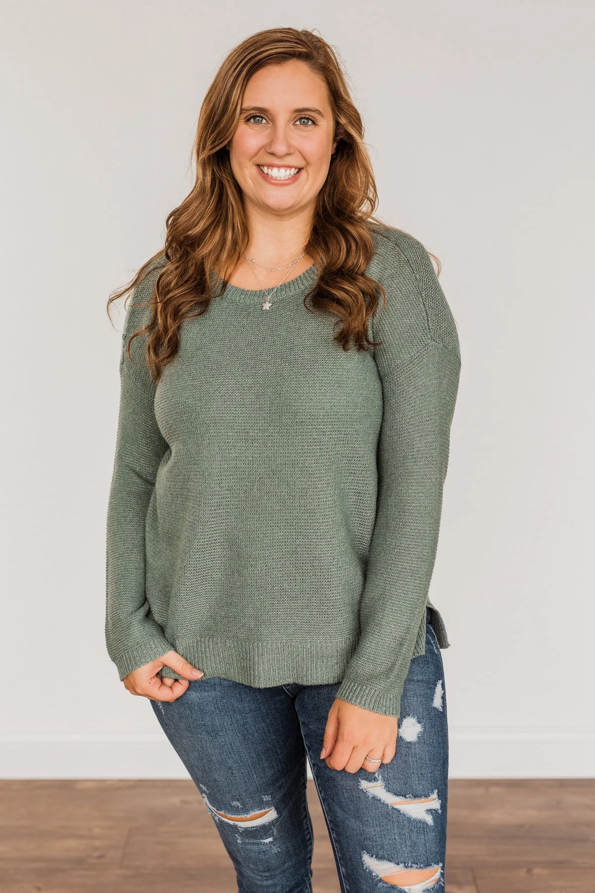 Reaching Out To You Knit Sweater- Sage - Image 2