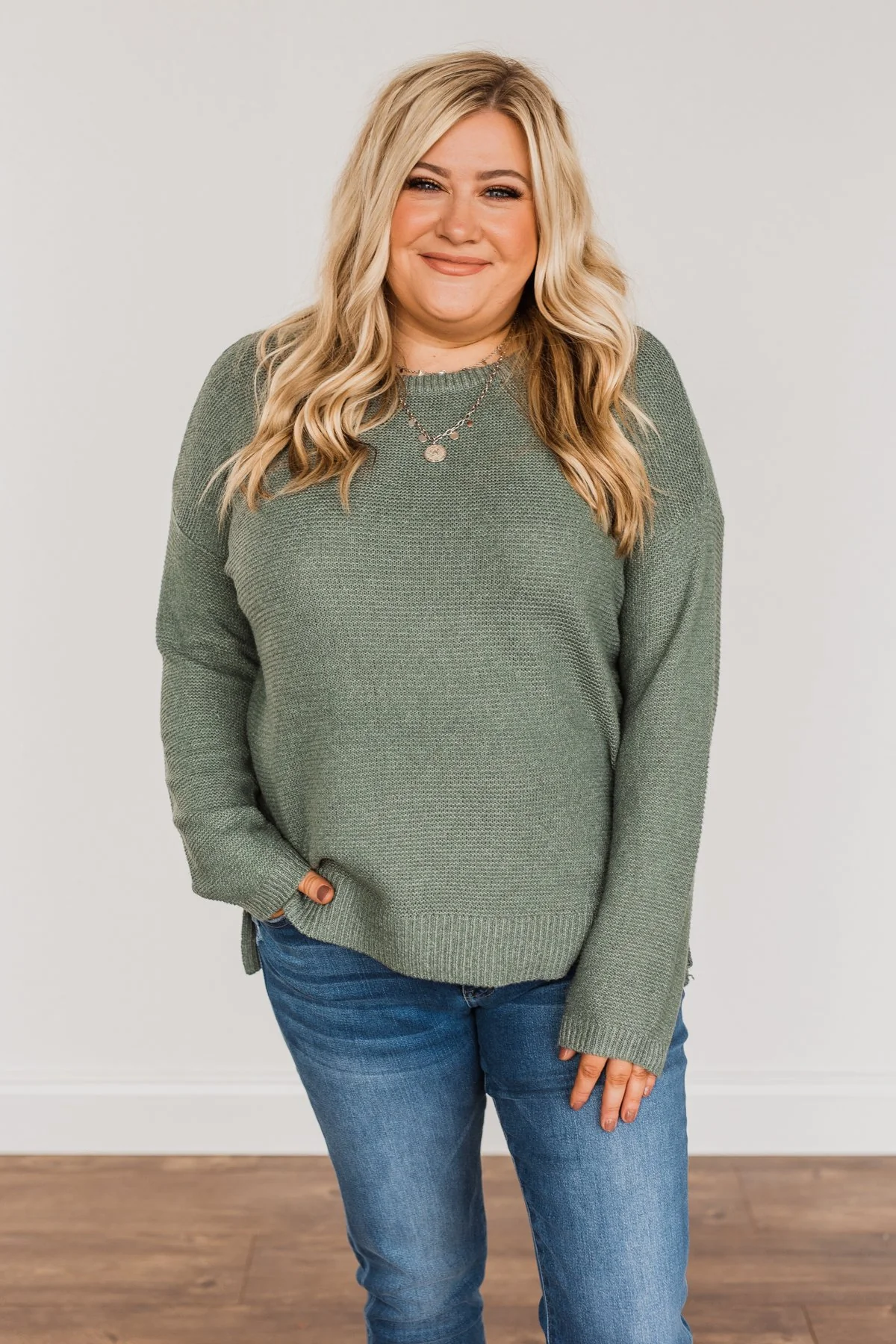 Reaching Out To You Knit Sweater- Sage - Image 6