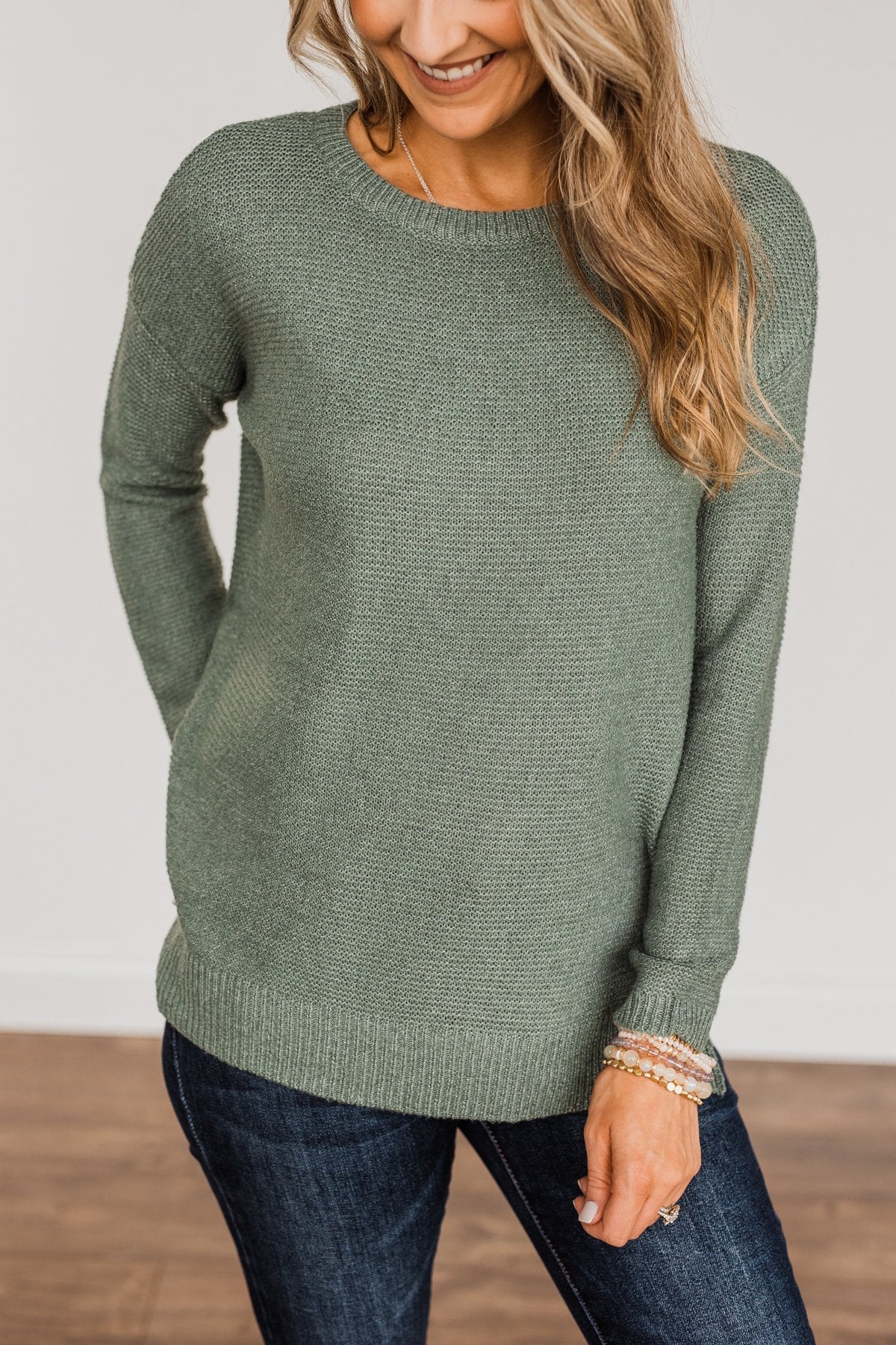 Reaching Out To You Knit Sweater- Sage - Image 7