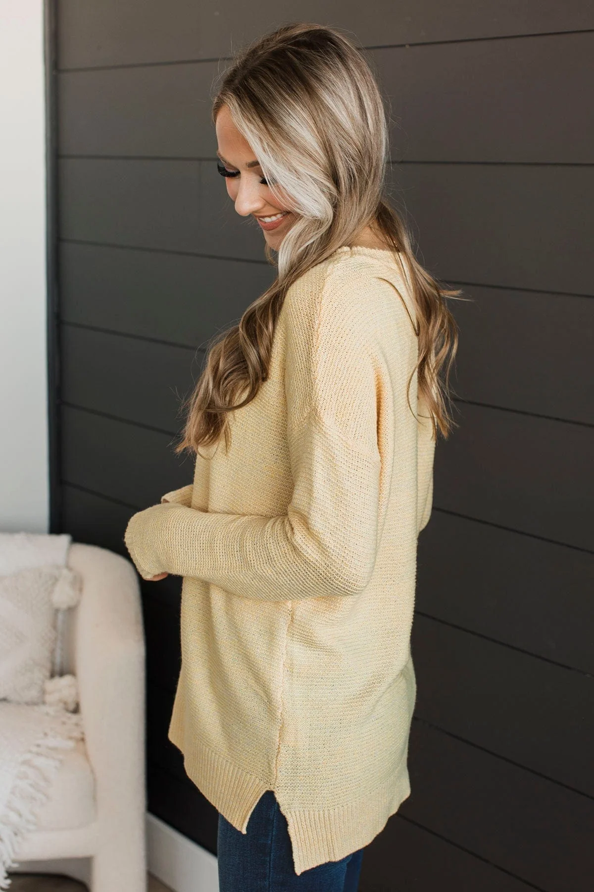 Reaching Out To You Knit Sweater- Yellow - Image 6