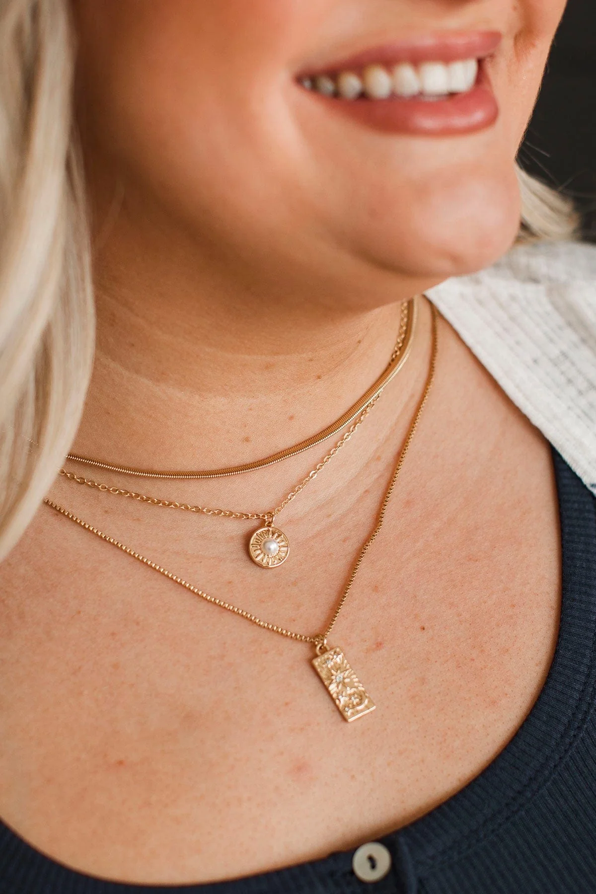 Reaching The Stars 3-Layer Necklace- Gold - Image 2