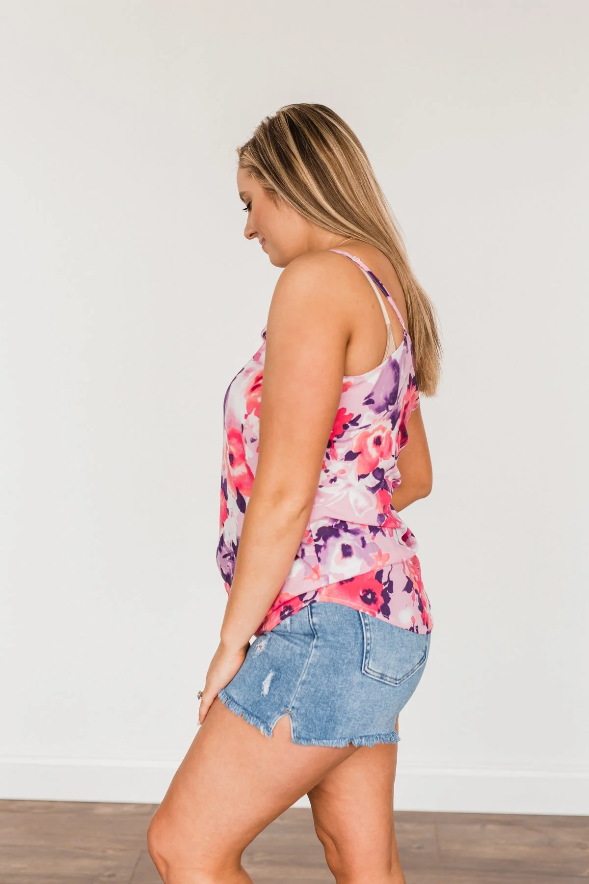 Ready For A Change Floral Tank Top- Lilac & Fuchsia - Image 11
