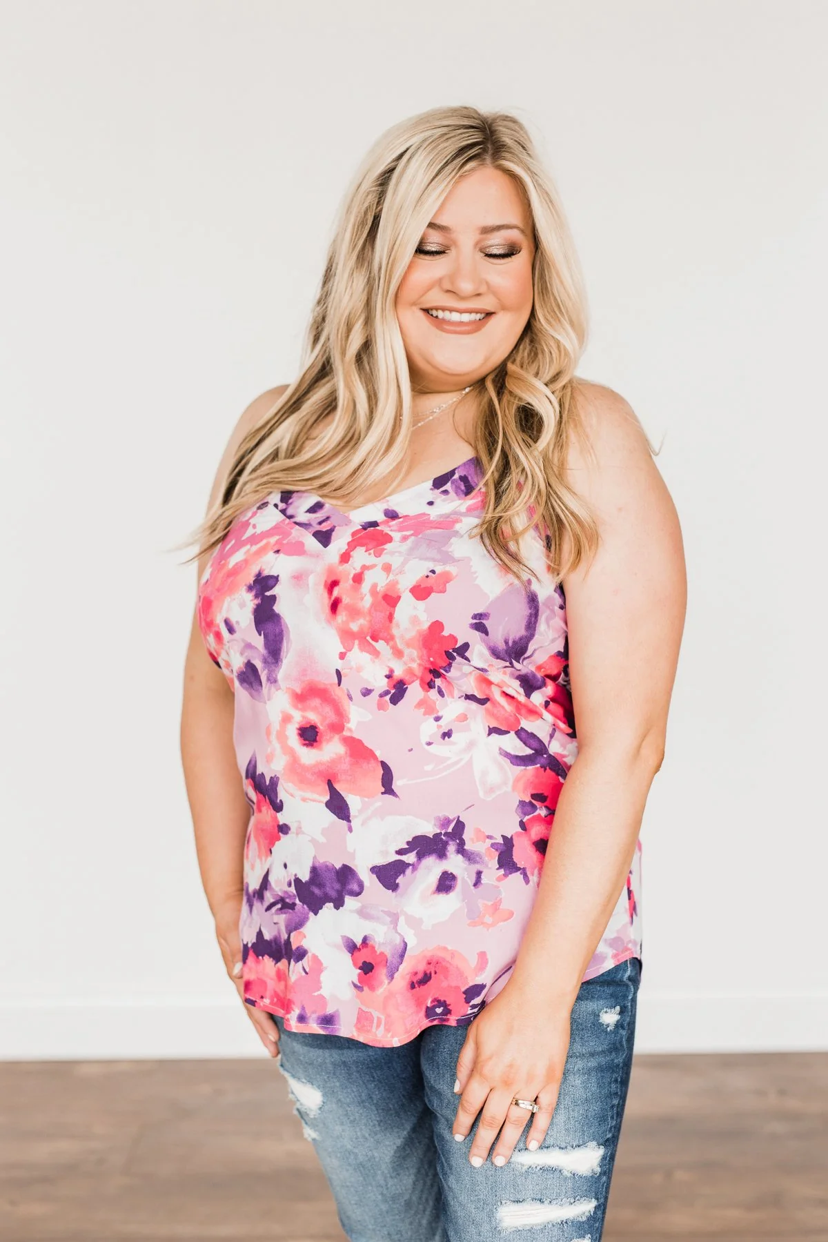 Ready For A Change Floral Tank Top- Lilac & Fuchsia - Image 13