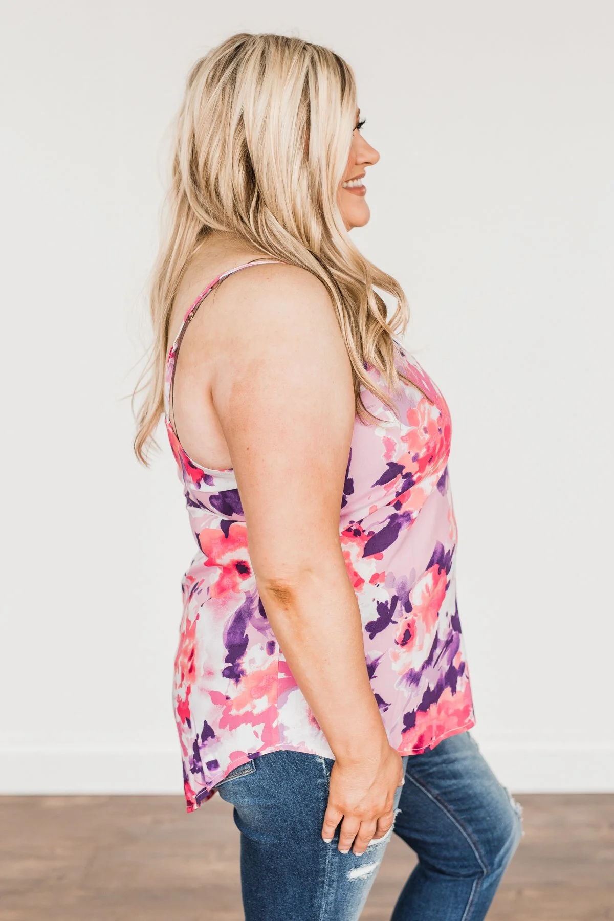 Ready For A Change Floral Tank Top- Lilac & Fuchsia - Image 14