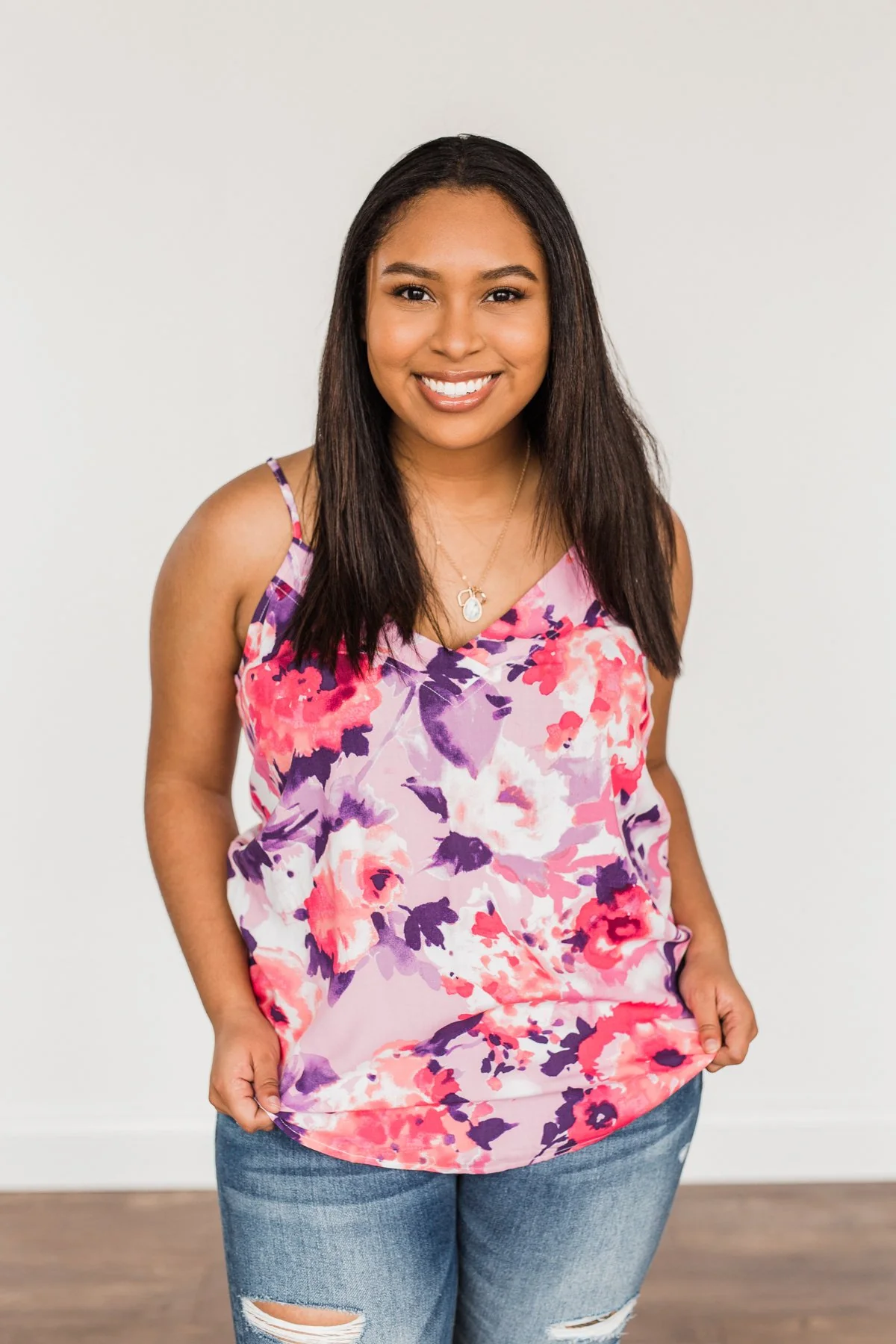 Ready For A Change Floral Tank Top- Lilac & Fuchsia - Image 17