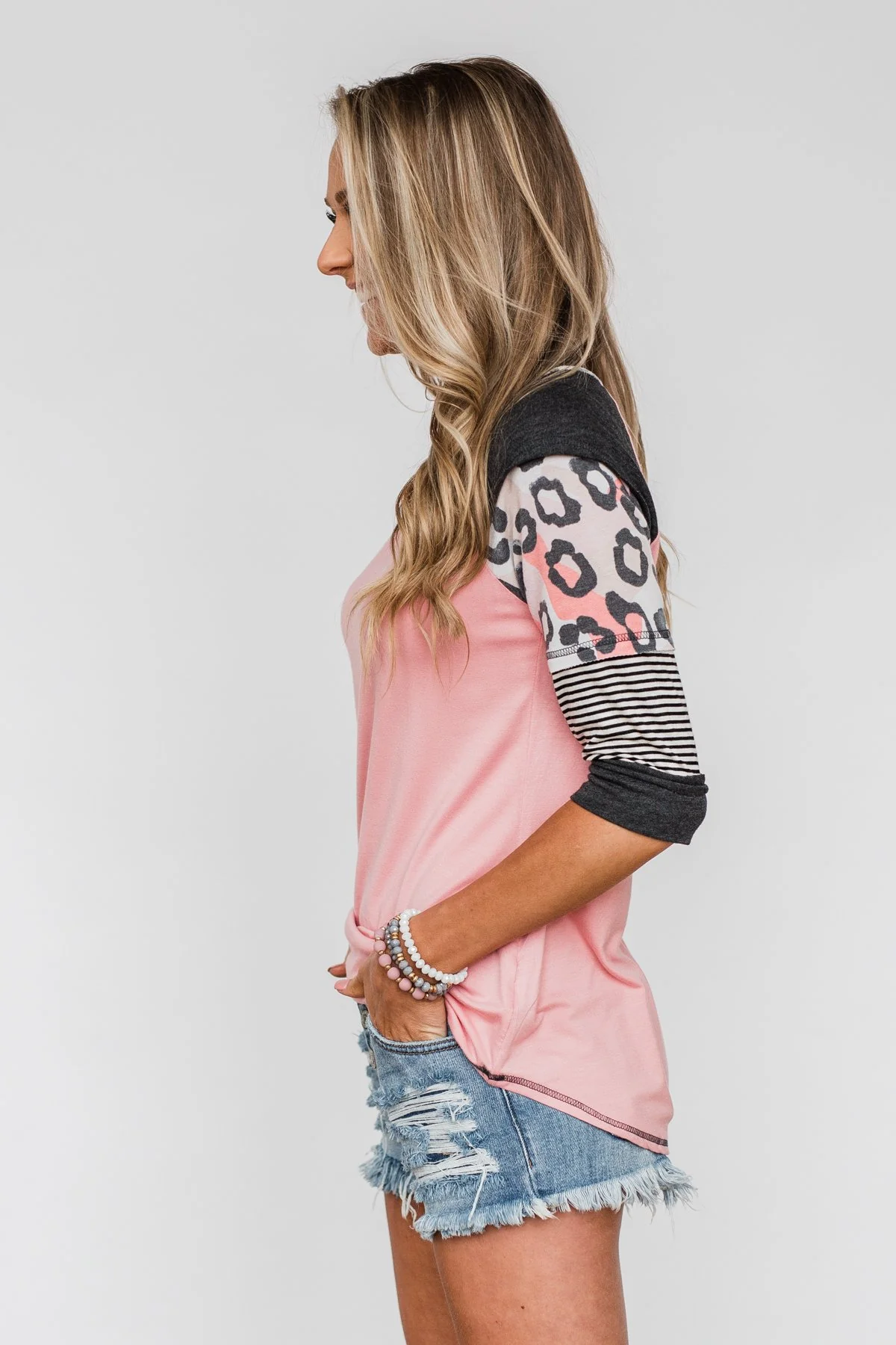 Ready For An Adventure Detail Top- Pink - Image 8