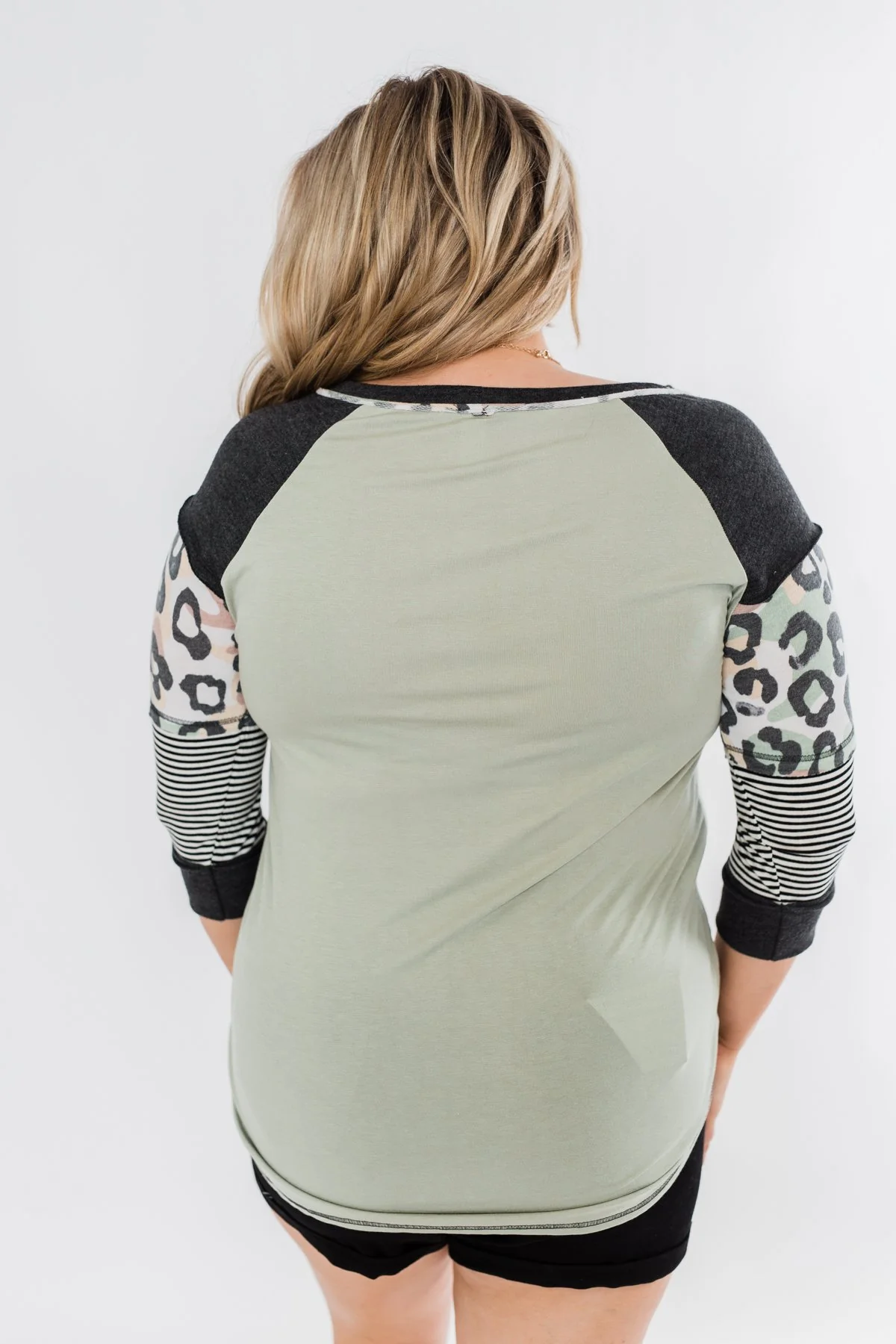 Ready For An Adventure Detail Top- Sage - Image 10