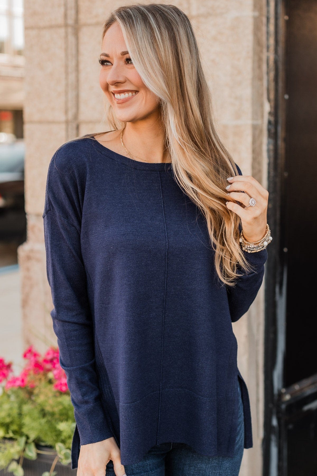 Ready For Anything Knit Sweater- Navy - Image 3