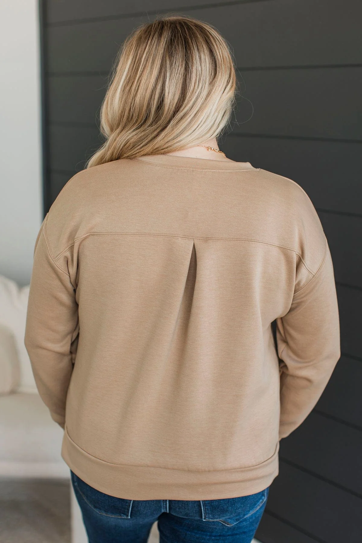 Ready For Fun Pullover Top- Dark Beige - Image 3