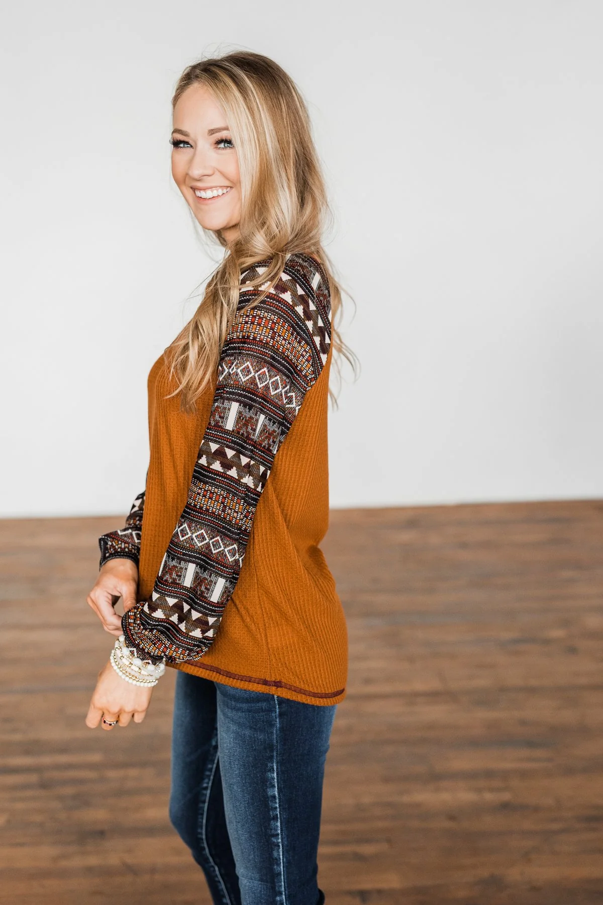 Ready For Some Fun Long Sleeve Top- Dark Camel - Image 10