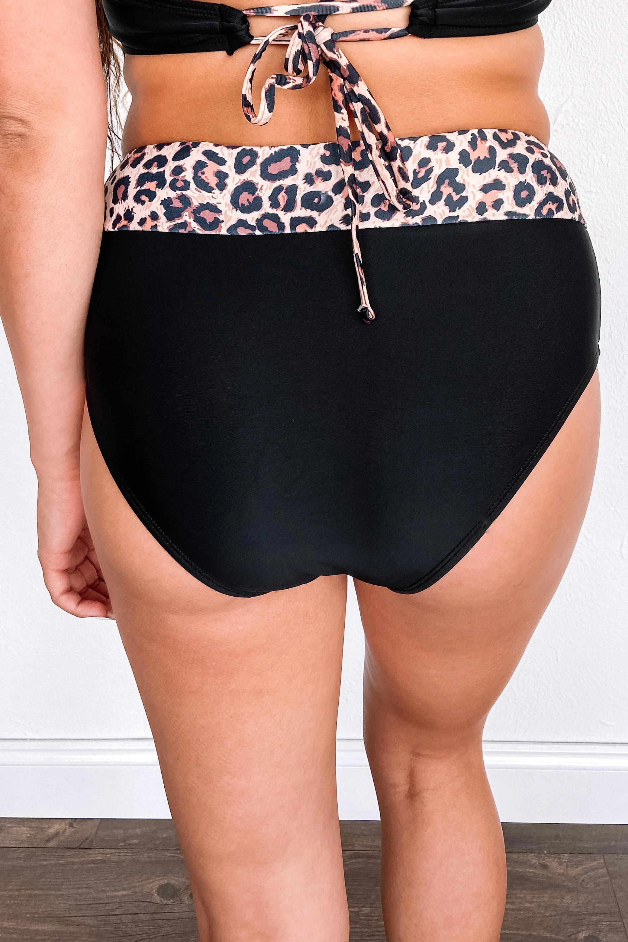 Ready For Sunshine High-Rise Swim Bottoms- Black & Leopard - Image 10