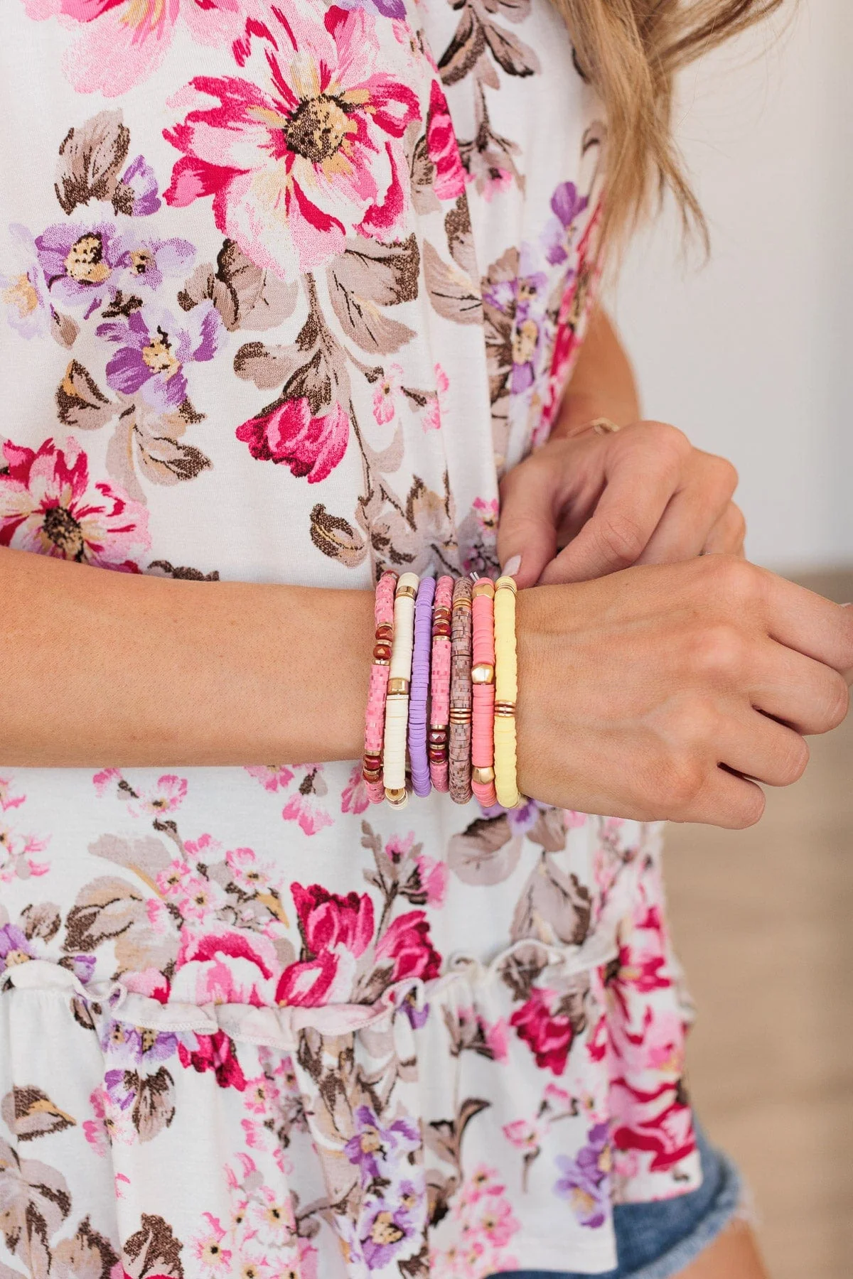 Ready For The Day Bracelet Set- Pink - Image 3