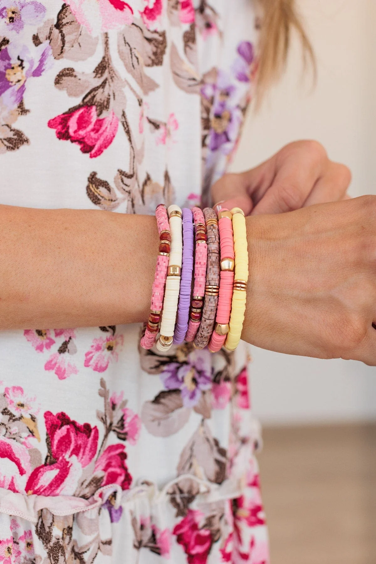 Ready For The Day Bracelet Set- Pink - Image 4