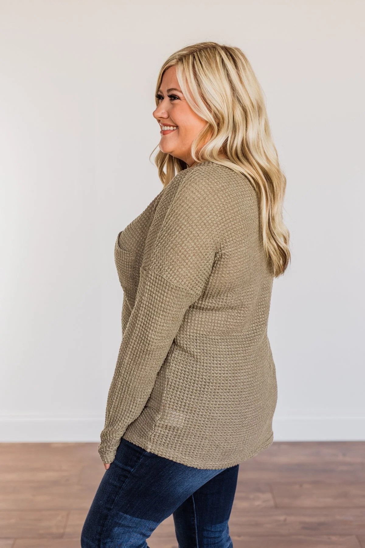 Ready For Whatever Waffle Knit Top- Dark Olive - Image 10
