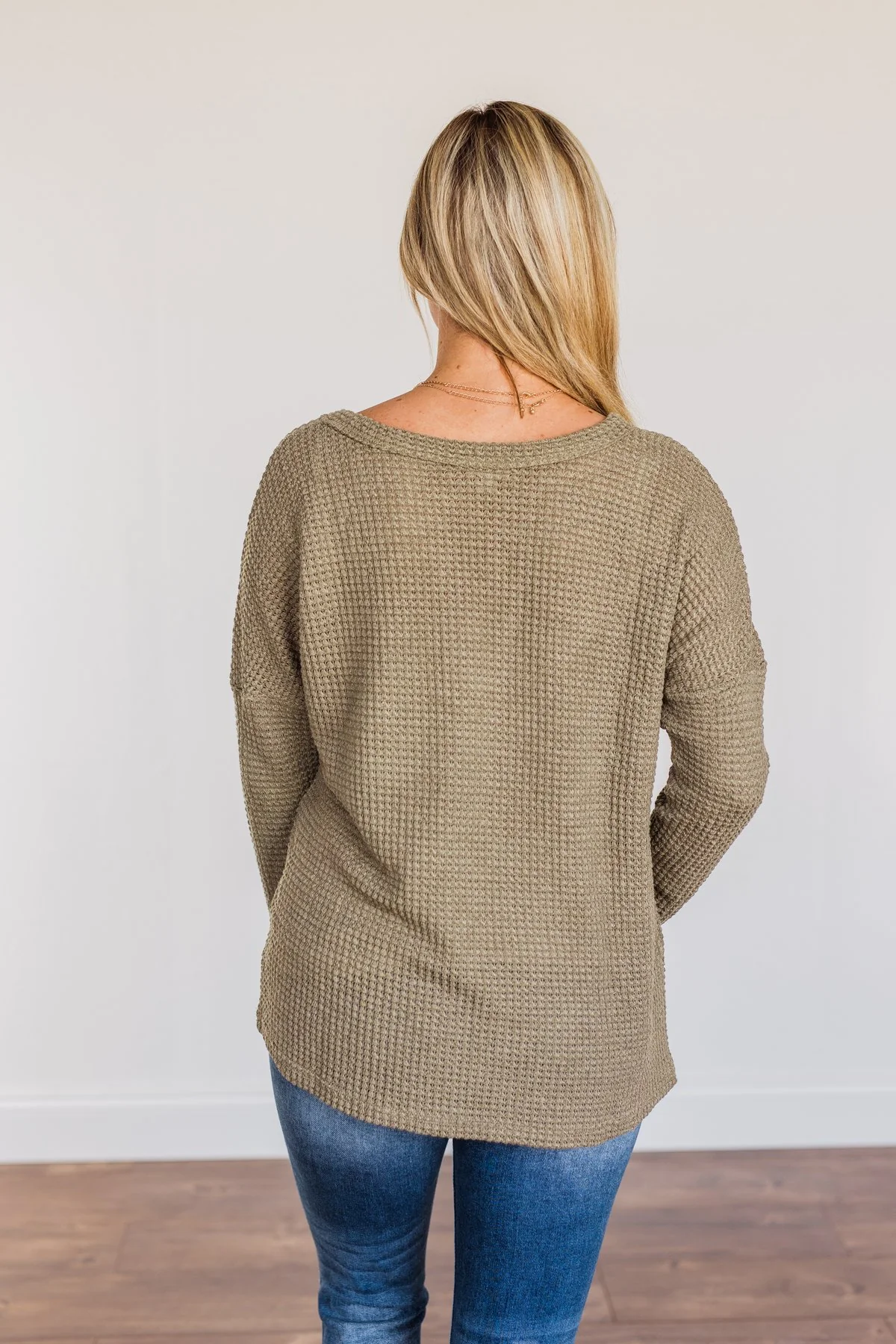 Ready For Whatever Waffle Knit Top- Dark Olive - Image 11