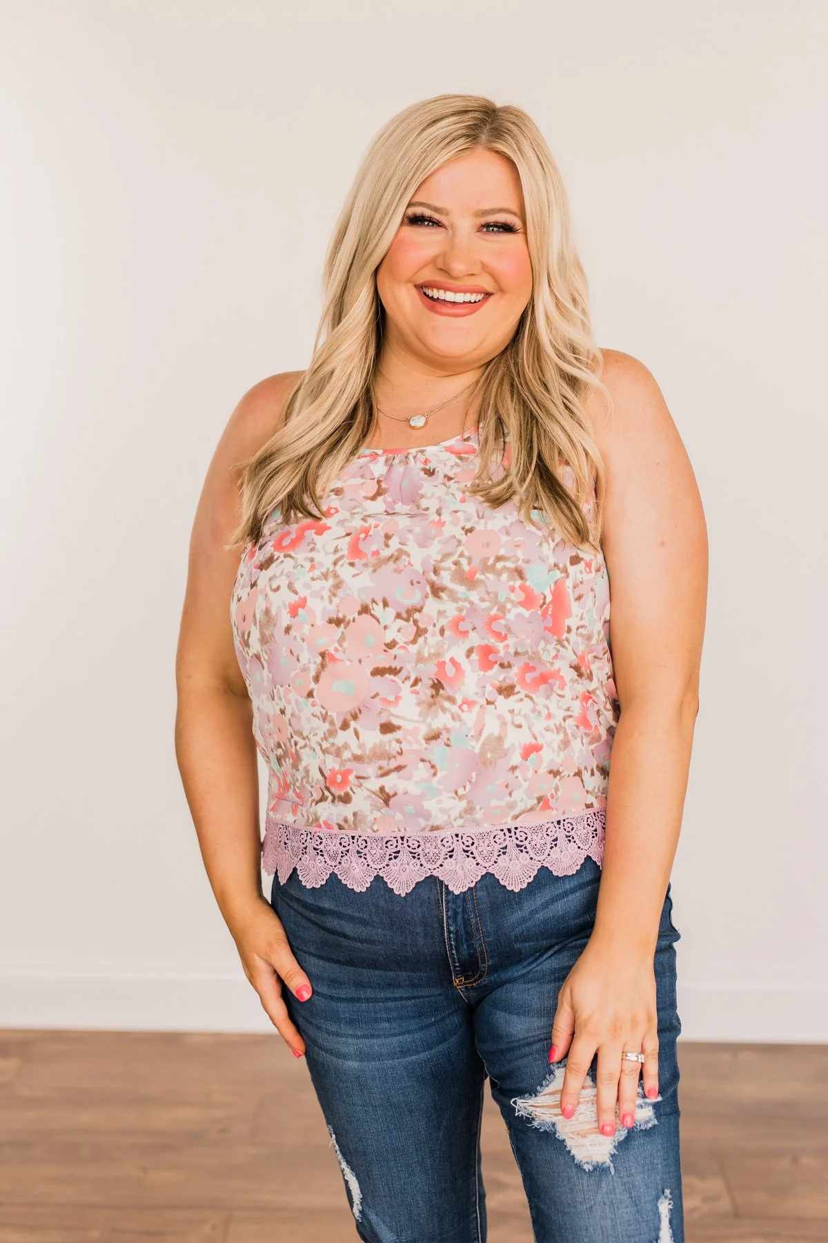 Ready To Bloom Floral Tank Top- Lilac & Pink - Image 11